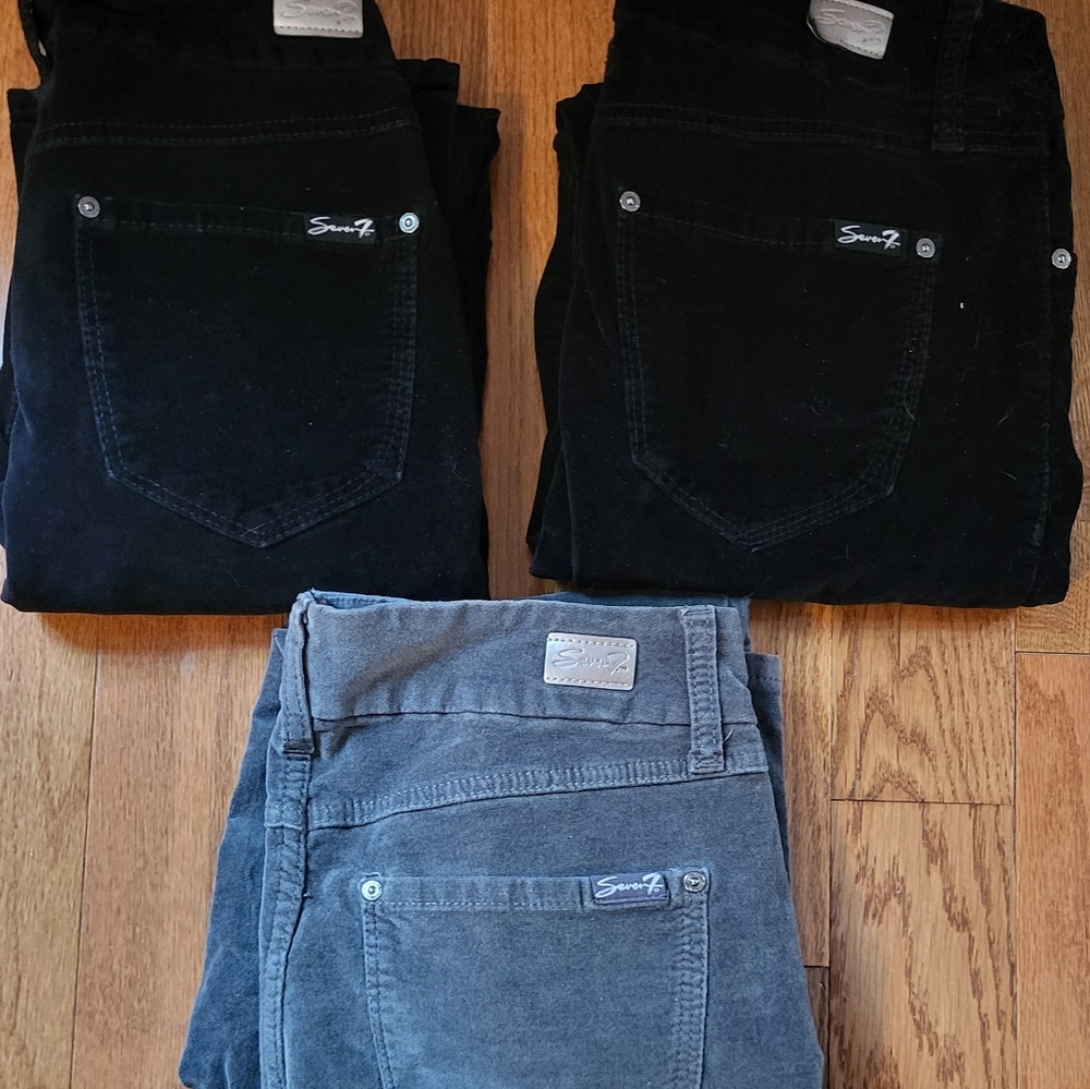 Seven 7 Three Pair Suede Like Jeans ( Two Black And One Grey)